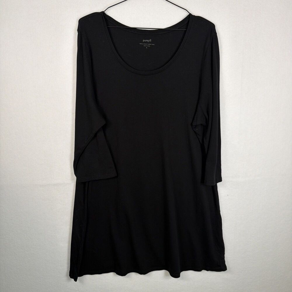 Pure Jill J Jill Womens Size XL Black Ballet Sleeve Round Neck Tunic Top